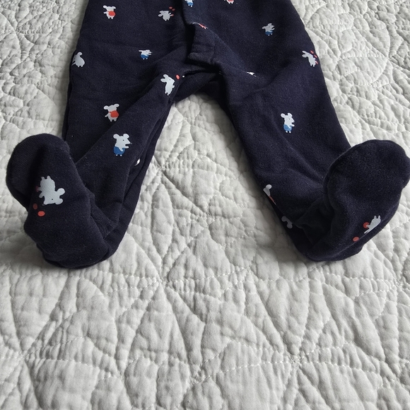 Jacadi Unisex Mid Weight Cotton Footed Sleeper Newborn -1month Mouse Print - Picture 5 of 7